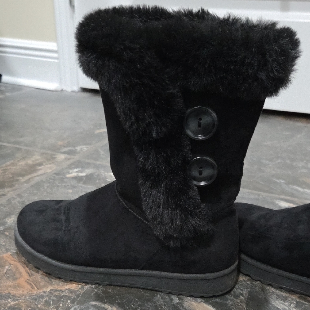Hot Deal This Weekend!!!Sonoma Women's Black Ankle Boots with Fur Trim KOHLS - Picture 3 of 8